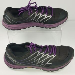 Merrell Womens Size 8 Black & Purple Lightweight Hiking Vibram Lace Up Shoes
